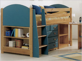 Verona Midsleeper Set with Pullout Desk | Blue Finish